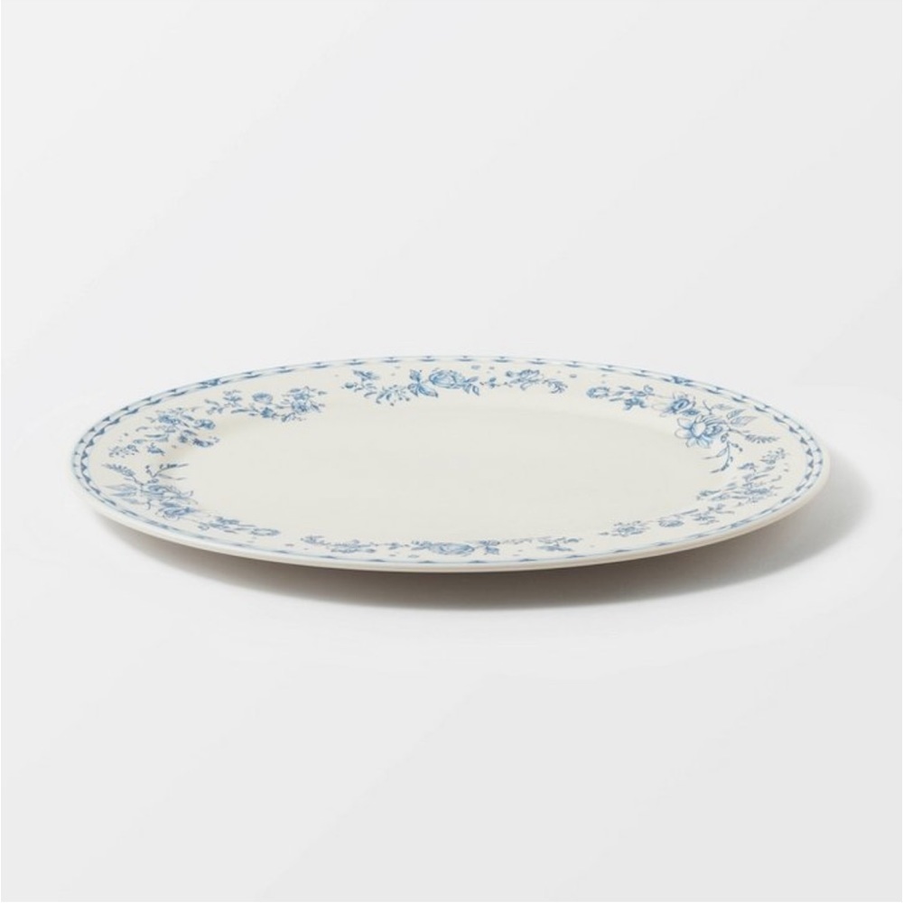 Studio McGee Melamine Floral Serving Platter Blue